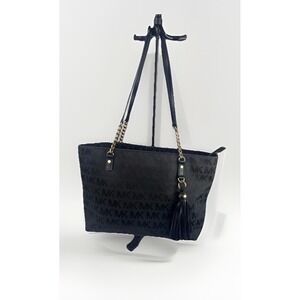 Michael‎ Kors Womens SATCHEL TOP HANDLE BAG Jet Set Chain Black Gold Chain